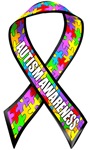 Autism awareness rainbow puzzle ribbon