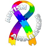 Autism awareness rainbow puzzle ribbon