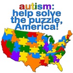 autism america puzzle map t-shirt