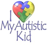 i love my autistic kid puzzle heart t-shirt