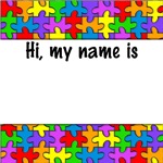 autism aspergers name tag puzzle button