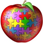 autism asperger's teacher puzzle apple t-shirt