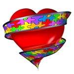Autism awareness rainbow puzzle ribbon heart t-shirt
